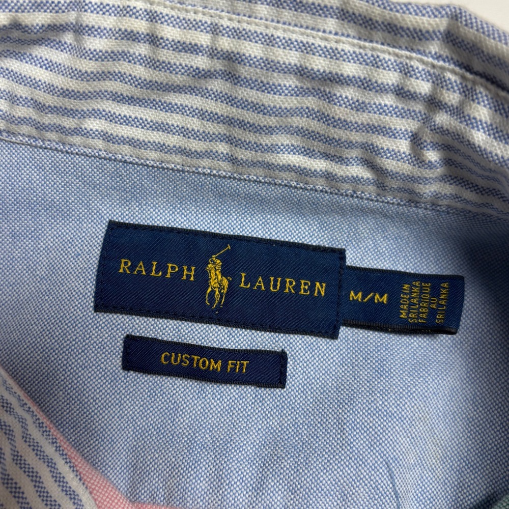 Polo Ralph Lauren Oxford Custom fit Fun Shirt Pastel Color Block Sz M Button Up - Picture 6 of 7